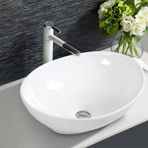 Oval Ceramic Countertop Bathroom Wash Basin Sink