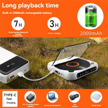 CD Player Portable BT Speaker LED Screen Stereo Player HIFI Sound Quali Built in Rechargeable Battery
