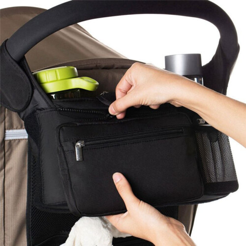 Universal Stroller Bag with Insulated Cup Holder,Large-Capacity Stroller Storage Bag, Waterproof,Shoulder Strap and Hook