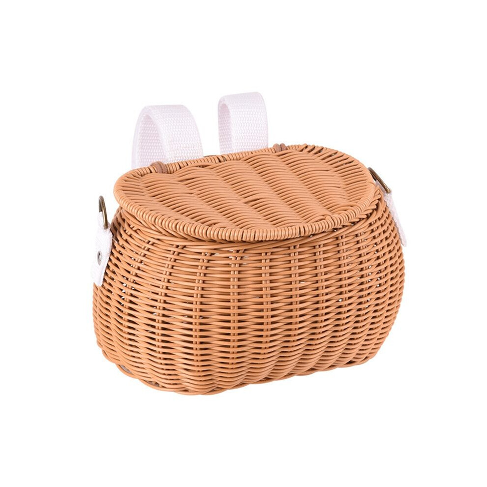 Children Bike Basket Bike Scooter Tricycle Basket Shoulder Strap Bicycle Front Handlebar Basket Rattan Basket For Kids Tauoh