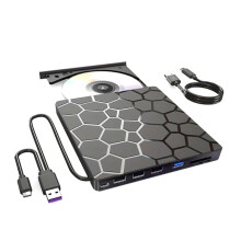 Extern DVD RW-Enhet USB 3.0 Typ C 7 In1-Gränssnitt Smal DVD CD-Brännare Läsare Spelare Optisk Enhet för Bärbar Dator