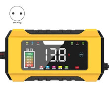 12V Autobatterieladegerät 6A Vollautomatisches Batterieladegerät mit LCD-Display Blei-Impuls-Reparaturladegerät EU-STECKER Schwarz