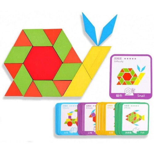 Puzzle in legno - MINGMEI - 155 pezzi - Forme geometriche e carte di design 1