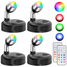 Trådlösa RGBW Spotlights Inomhusdekor, 4-Pack Golvbelysning Inomhus, 13 Färgskiftande Trädbelysning, med Fjärrkontroll