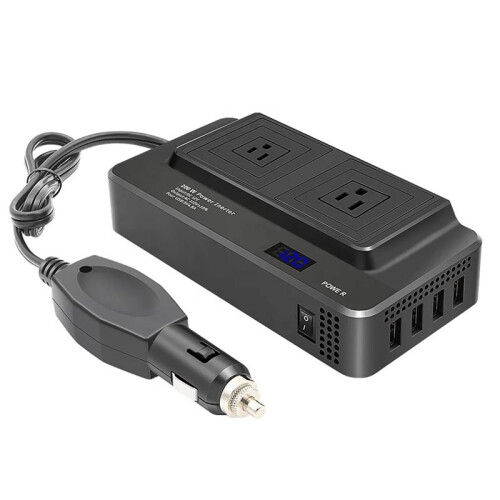 US Plug Multifunctional Car Inverter, 12v to 110v Power Converter with Plug and Socket