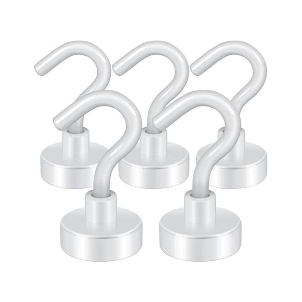 Magnetic Hooks,27Lb Heavy Duty Earth Magnets With Hook For Refrigerator,Cruise Hook For Hanging, (White, Pack Of 5) 4713734797585