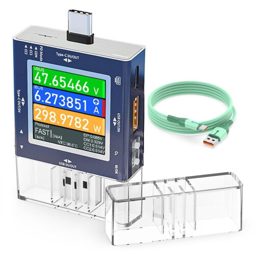 USB Tester, Type-C/USB 2 in 1 Voltmeter Power Meter Digital Display Multi-Function Phone Charger Capacity Monitor