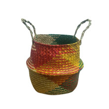 Cesta de Almacenamiento con Asas, Maceta de Almacenamiento Plegable Tejida, Cubierta para Lavabo de Plantas para Lavandería, Comestibles, Cesta de