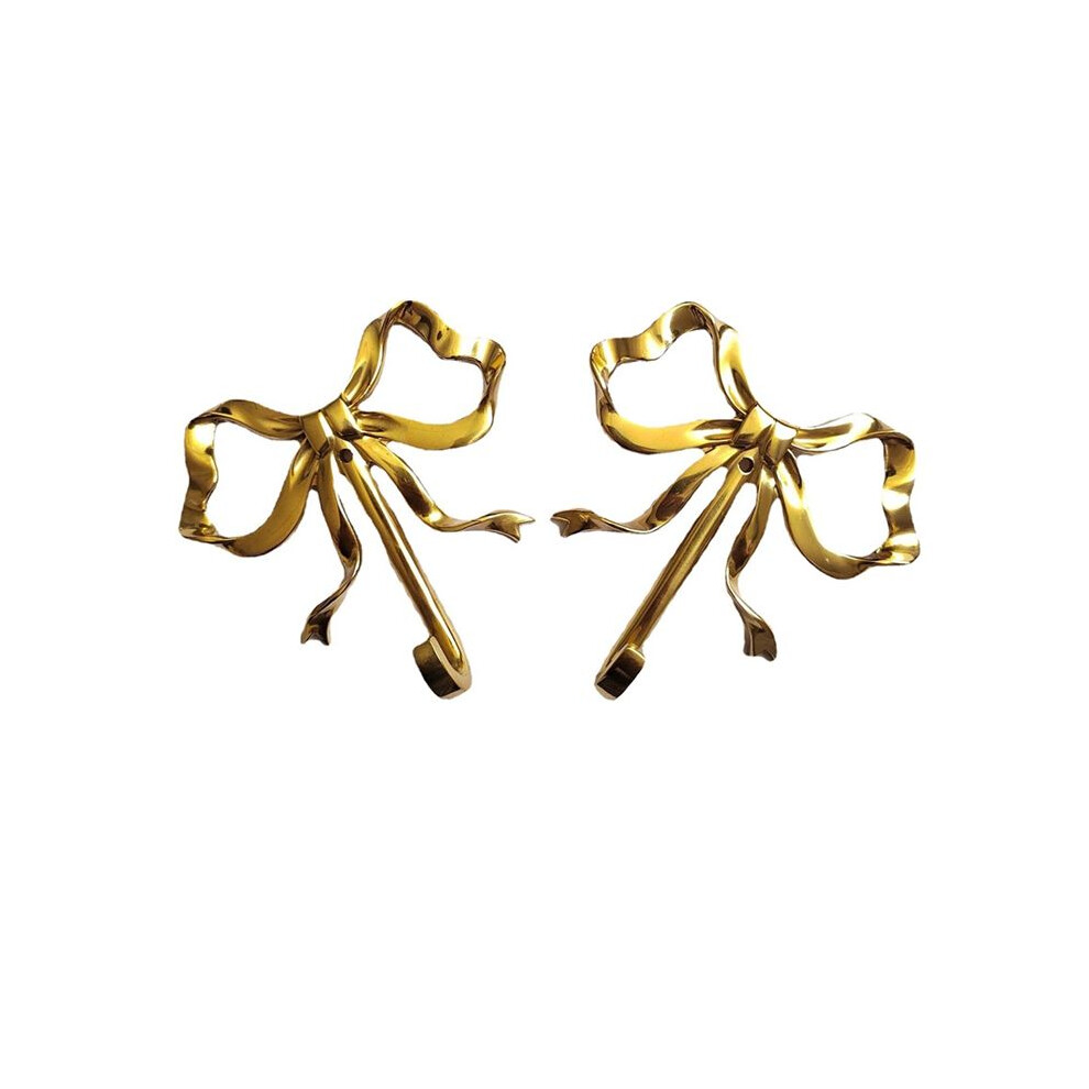 2 Pcs Bow Hook Towel Robe Hook, Brass Wall Hook Wall Hanging Towel Hook For Bathroom Bedroom Bathrobe L 6032964809232
