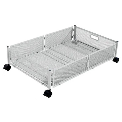 Under the Bed Quilt Storage Bins Large Capacity Rolling Iron Drawer for Clothes, Blankets Foldable Shoe Organizer White