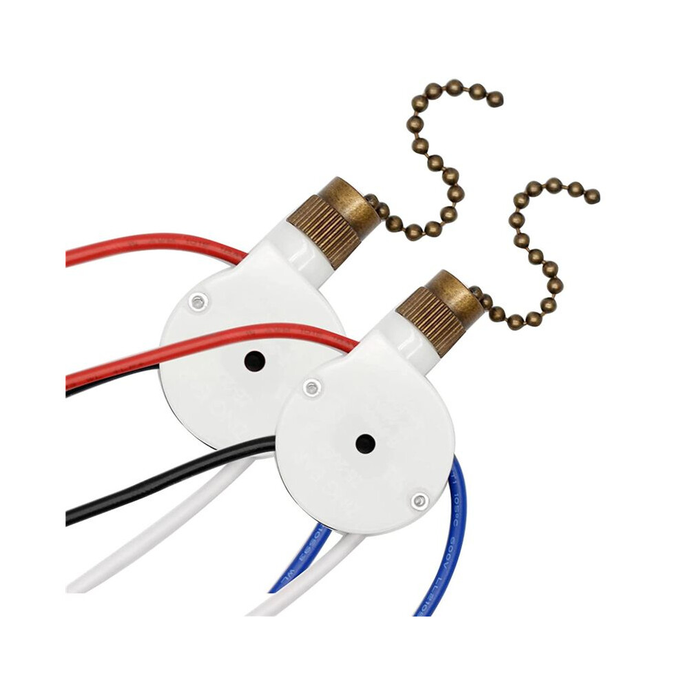 2Pcs Ceiling Fan Lights Zingear Ze-208S E89885 3 Speed 4 Wire Fan Pull Chain ,Fan Lights ,Bronze 4711017211902