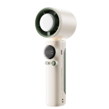 Handheld Turbo Fan 4000mAh USB Rechargeable with LED Digital Display High Speed Cooling Fan for Travel White