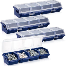 4 Organizer per Viti e Contenitori Portaoggetti con Serrature, Scatola Organizer nel Plastica per Hardware con Scomparto per Bulloni, Blu