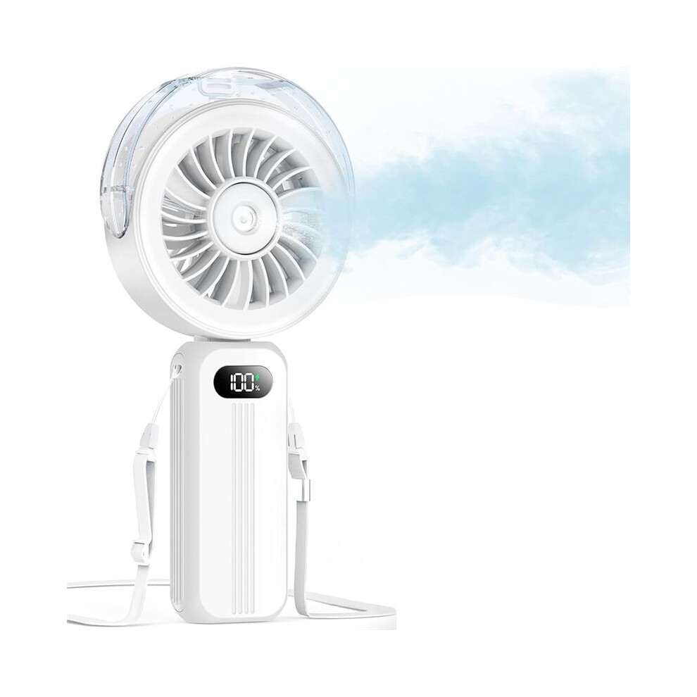 Handheld Misting Fan Powerful4 High Speeds Rechargeable Small Hand Held Fan Water Mist,4000Mah Battery Operated White 6032402000962