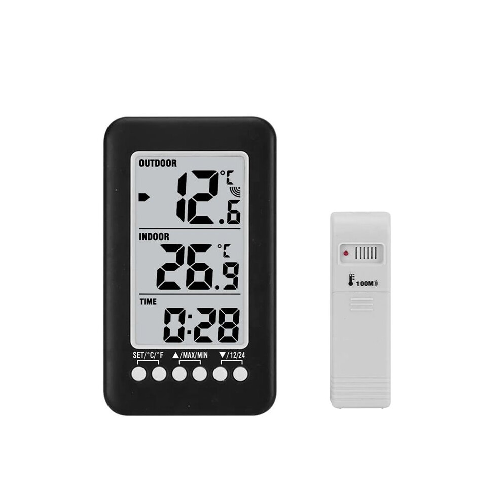 Digital Thermometer Meter with Clock Function Outdoor Indoor LCD Wireless Temperature Thermometers Weather Station