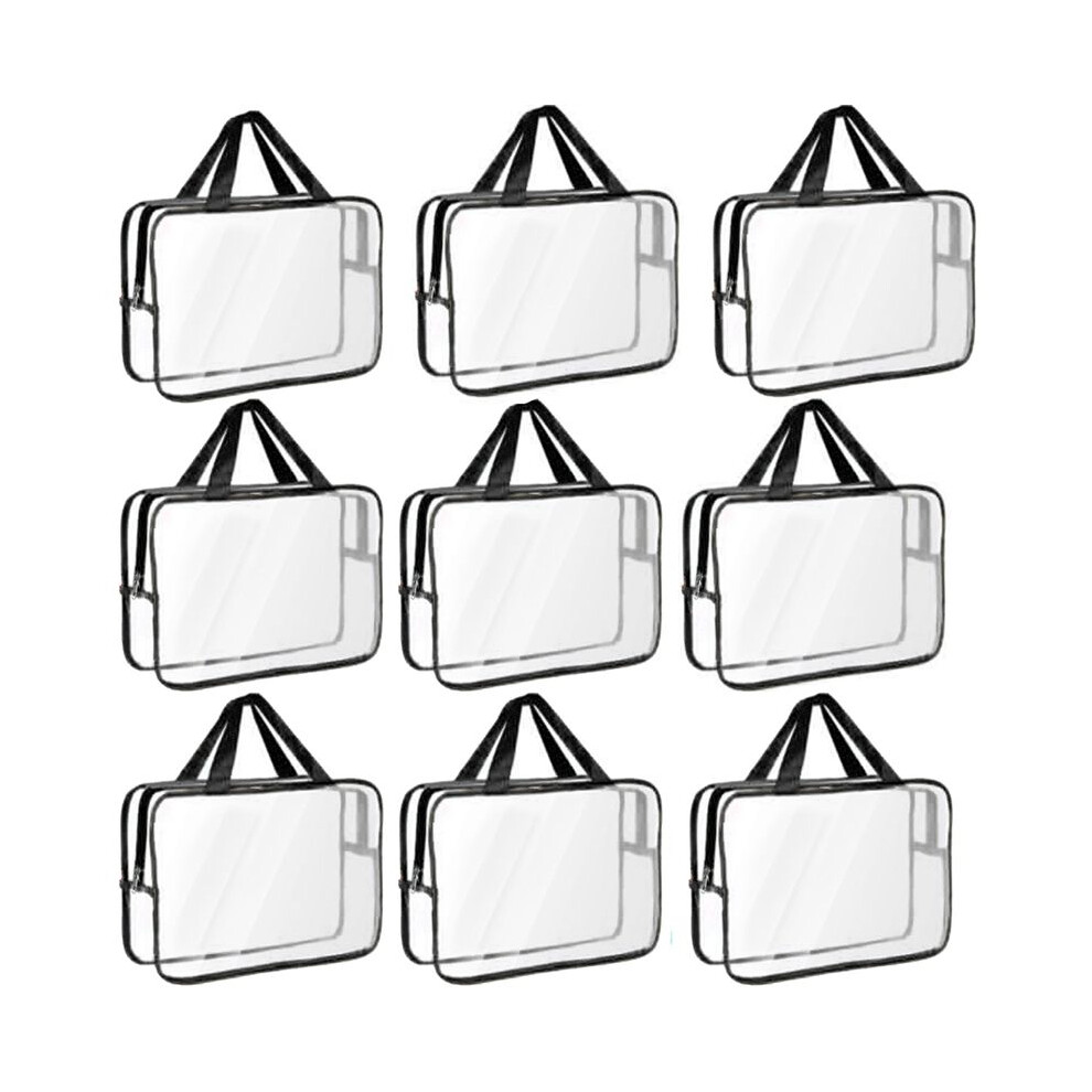 Tauoh 9 Packs Toy Storage Bags With Labels, Large Pvc Reusable Board Game Storage Containers Clear Zipper Pouches