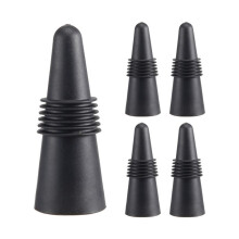 Wine Stoppers (Set of 5), Silicone Wine Bottle Stopper and Beverage Bottle Stoppers, Black