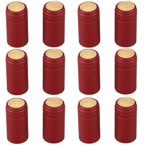 100 PVC Thermo-Shrinkable Cap with Tearing , Red Wine Cap, Plastic Cap, Self-Brewed Wine Bottle Sealing Cap