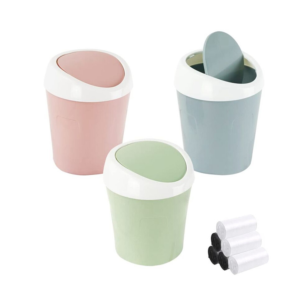 Swing Lid Desktop Trash Can, + + Plastic, 3 Colors Green 4711187546088