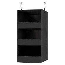 3-Shelf Hanging Closet Organizer and Storage, Collapsible Hanging Closet Shelves, Hanging Organizer for Closet Black