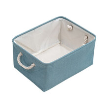 Foldable Storage Baskets Flax Dirty Clothes Storage Baskets Desktop Cosmetic Organize Box Rope Handle Organize Box