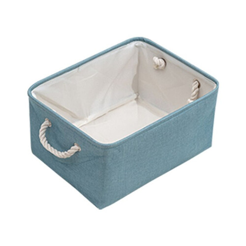 Foldable Storage Baskets Flax Dirty Clothes Storage Baskets Desktop Cosmetic Organize Box Rope Handle Organize Box