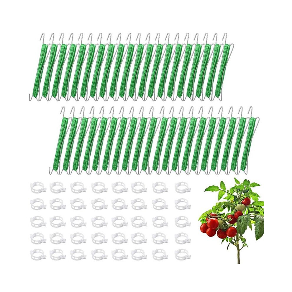 Tomato Hooks With Cord, Pack Of 40 Tomato Hooks With 40 Plant Buckles Tomato Hook Set, Plant Bender Clips,Garden Hooks 6034194486153