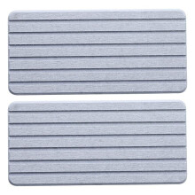 2 PCS Water Absorbent Diatomite Coasters Rectangle, Grooved Design, Water Absorbing Stone Gray
