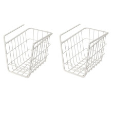2Pcs Wardrobe Storage Rack Hanging Basket Under Clapboard Kitchen Cabinet Shelf Office Desk Storage Basket