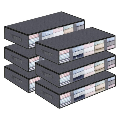 Storage Bags, Clothes Storage, Under Bed Storage Containers with Durable Handles, Capacity Storage Bins, Foldable 6Pcs 1