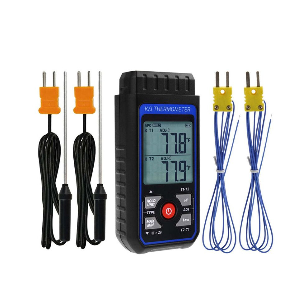 Thermocouple Thermometer Digital K Type Thermometer with 4 Thermocouples, -328-2500 Measuring Range HVAC Thermometer