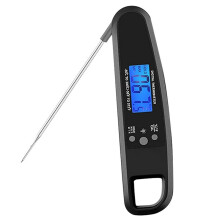 Instant Read Meat Thermometer for Grill and Cooking, Waterproof Thermometer With Backlight & Calibration - Black