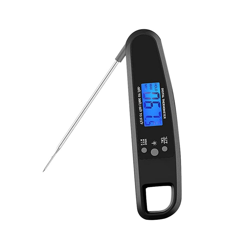 Tauoh Instant Read Meat Thermometer For Grill And Cooking, Waterproof Thermometer With Backlight & Calibration - Black