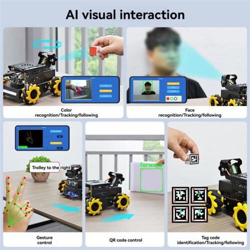 Raspbot V2 AI Vision Robot Car Kit with Camera Mecanum Wheel Toy Educational DIY Python Programming for Raspberry Pi 5 1