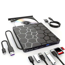 External DVD RW Drive USB 3.0 Type C 7 In1 Interface Slim DVD CD Writer Burner Reader Player Optical Drive for Laptop PC