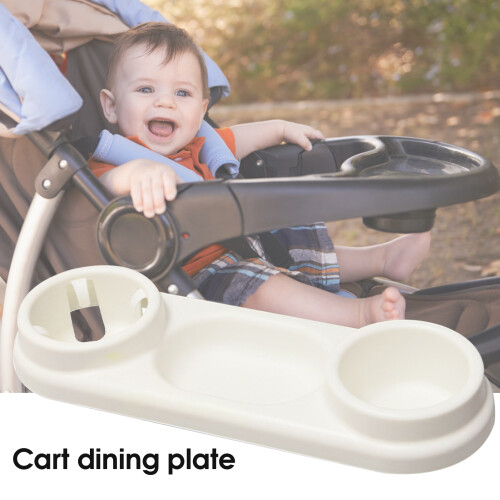 (White) Kids Stroller Snack Tray with Cup Holder 2