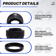 1.25inch Double Helical Focuser High Accuracy 10mm Focusing Stroke Inner M42x0.75mm Thread for Astronomical Telescope