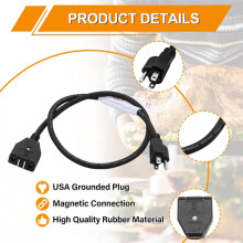 Magnetisches Netzkabel mit Abreißsicherung Als Ersatz für Masterbuilt 10L XL Elektrofritteuse, Passend für MB20012420, MB20010326, US-Stecker