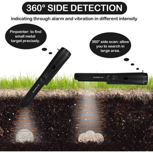 Handheld metaaldetector, 360 pinpointer, IP66 waterdichte metaaldetector met ingebouwde LED-indicator 1