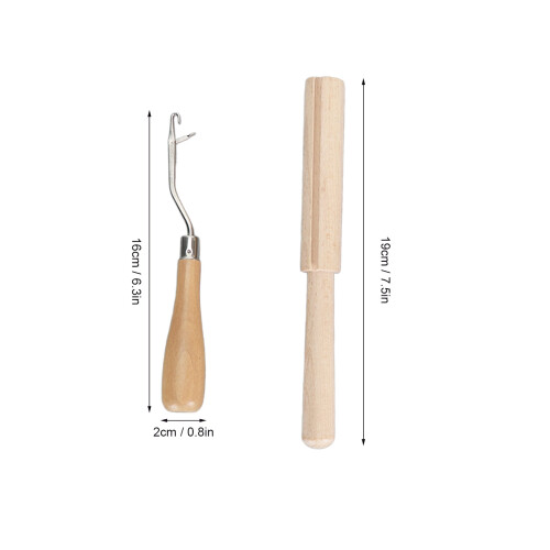 Strumenti per latch hook: 6 ganci piegati - metallo e betulla 1