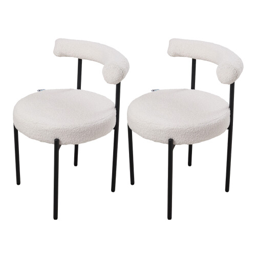 Living And Home (White) 2PCS Sherpa Fleece Upholstered Dining Chairs 2