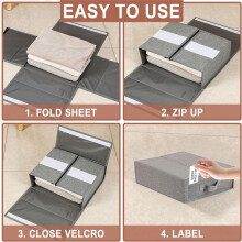 Bed Sheet Set Organizer Large Capacity Folding Bed Sheet Storage Bag for Clothes Blanket Towels Bed Sheets Duvet Cover,C