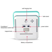 Termômetro Digital para Alimentos Alarme de Temperatura de Cozimento Temporizador de Cozimento com Display LED Sonda de Aço Inoxidável Preta