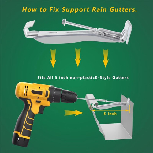 Gutter Hangers 5 Inch,Gutter Clips Hidden Gutter Hangers with A Rust Resistant Screw with 6 Inch Drill Bit 2
