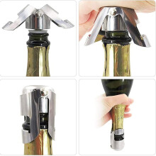 Wine Champagne Bottle Stopper, 5 Pieces Vacuum Sealer Saver Stainless Steel Plastic Wine Corks for Wine Collection