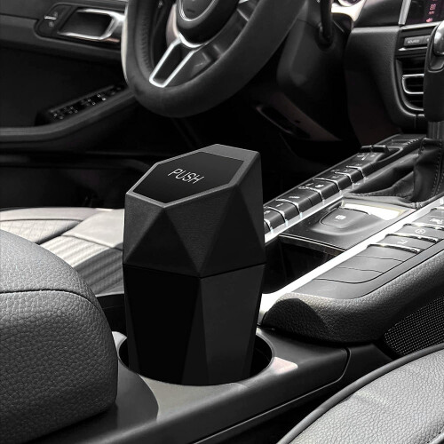 Auto MüLl Eimer mit Deckel Tragbarer Eimer im Fahrzeug Auto Auto MüLl Eimer  MüLl Eimer für Auto, Zuhause, BüRo Schwarz 2