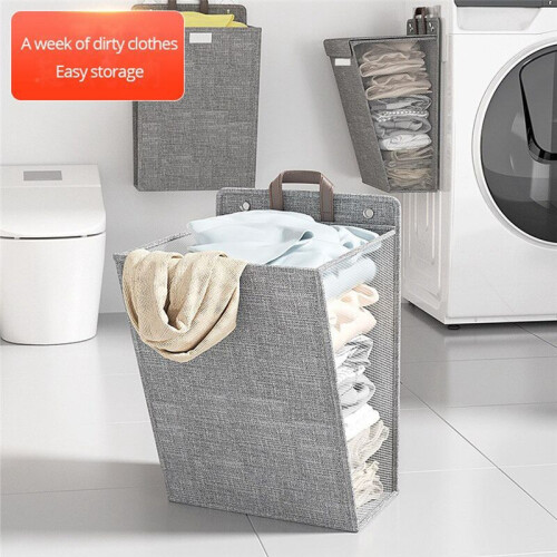 Foldable, Laundry Basket, Multifunctional Laundry Basket, Punch-Free Wall-Mounted Laundry Net, Clothes Storage 2