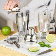 Cocktail Shaker Set,24oz Shaker Strainer Muddler Jigger Mixing Spoon Pour Spout Bartender Kit,Stainless Steel Bar Set