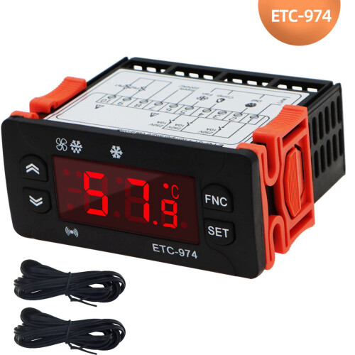 2X ETC-974 Digital Temperature Controller Microcomputer Thermostats Thermostat Refrigeration Alarm 220V NTC Sensor 1