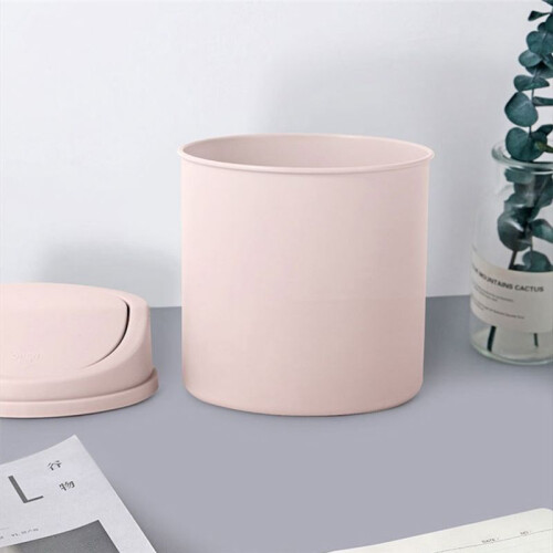 4pc Space-Saving  Desktop Trash Can with Lid - Cylindrical Tabletop Waste Bin, Easy to Clean Screw-Off 2